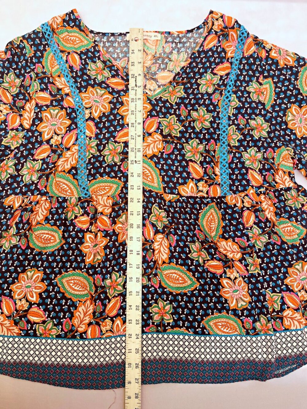 Rusttydustty Modern Bohemia Crush Ladies Fun Floral Print Top Size 4XL - Picture 6 of 9